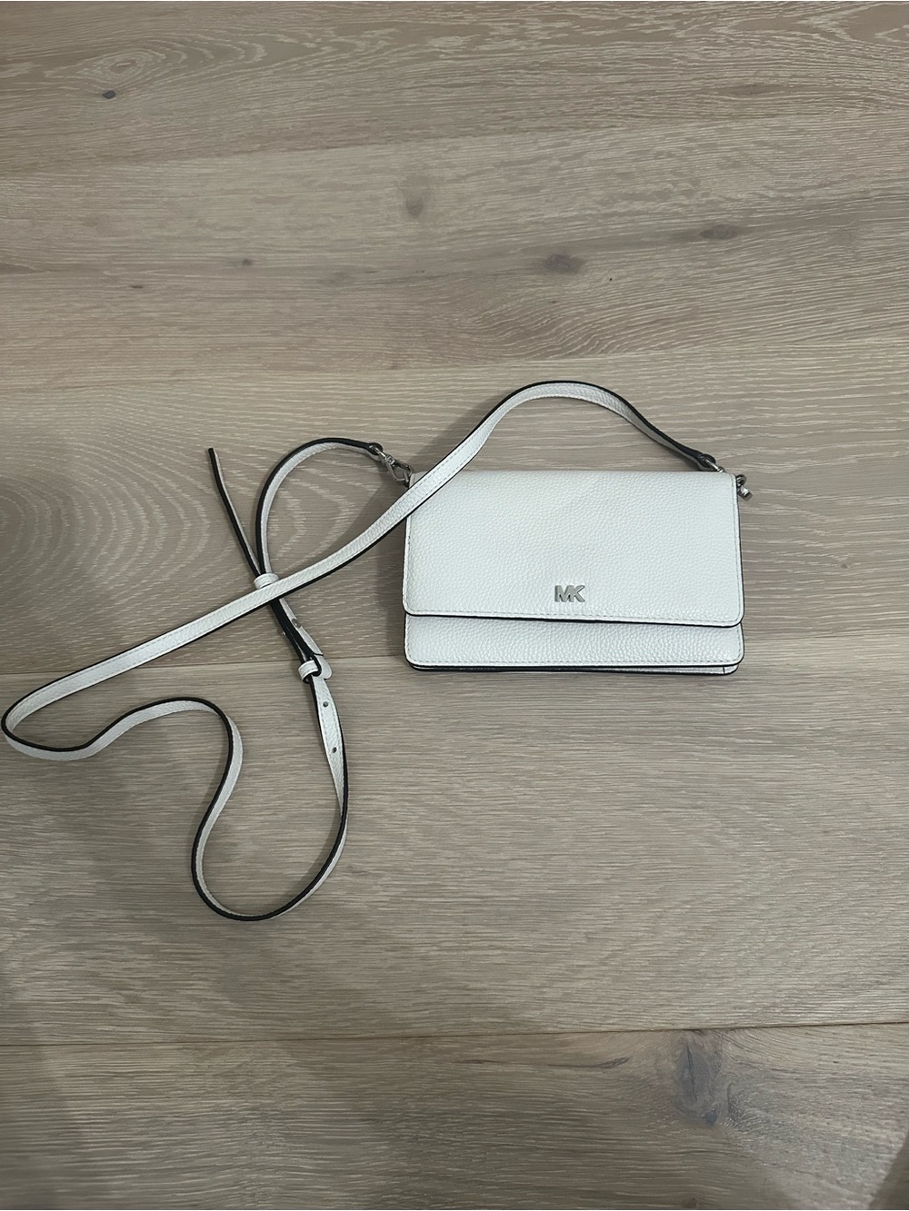 Michael Kors Cream Leather Crossbody with MK Logo
